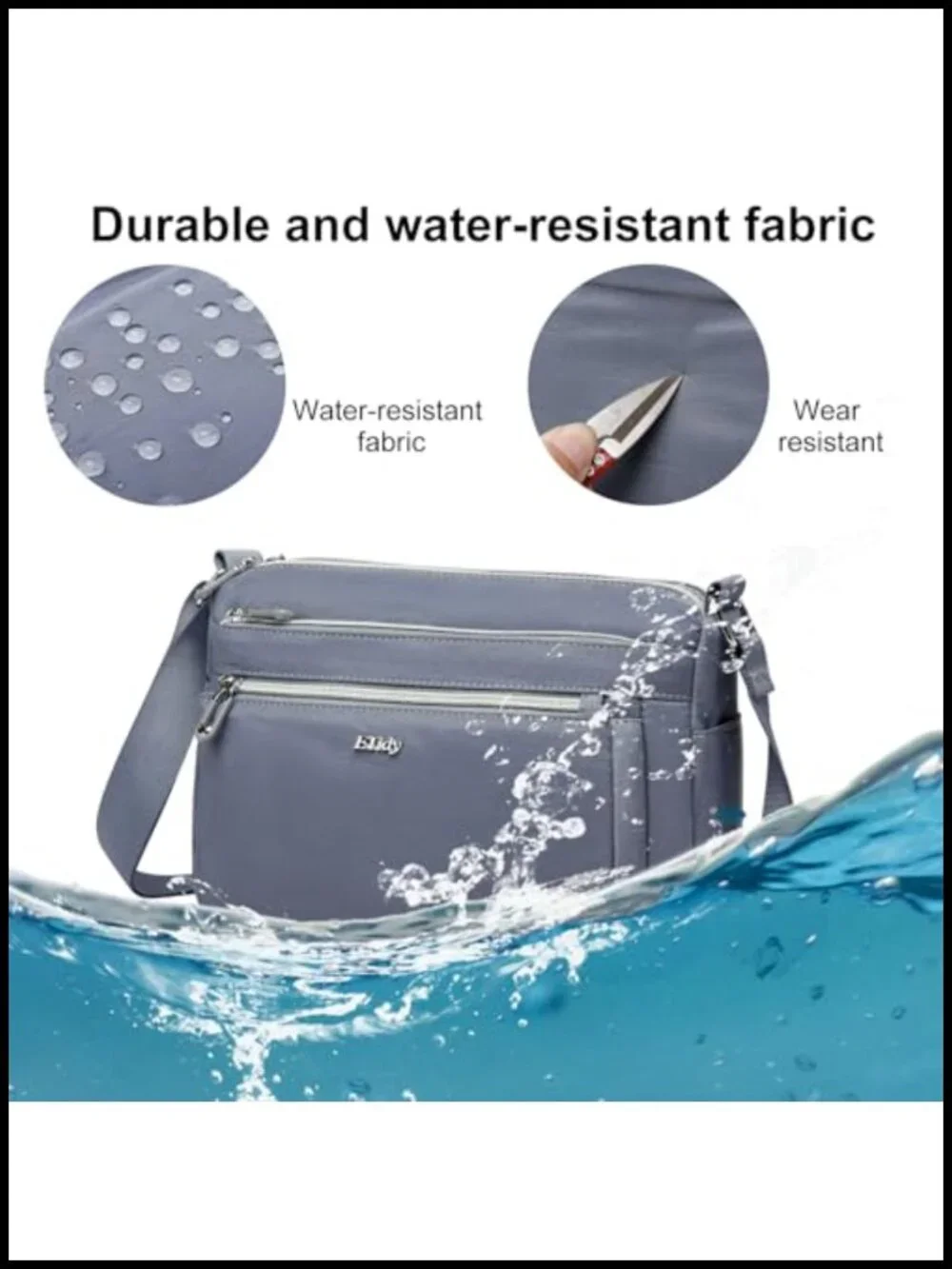 Waterproof Nylon Lightweight Crossbody Hobo Bag with Multiple Pockets